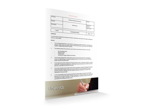 Purchasing Procedure, Finance, by Sopforhotel.com