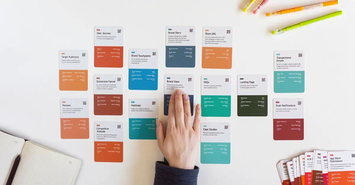A hand moves over a project management board.